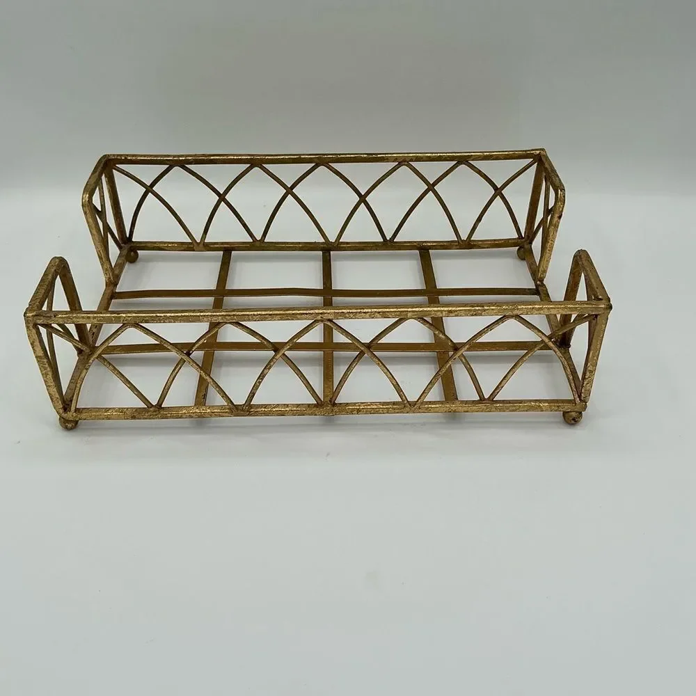 Gold Metal Tray for Folded Paper Guest Bathroom Hand Towels Napkins 5x9